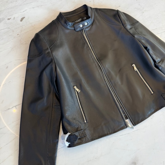 NEW Ralph Lauren Leather Jacket Lambskin - Picture 1 of 16